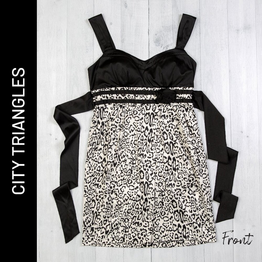 City Triangles Black White Dress, Leopard Print